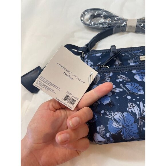 ADRIENNE VITTADINI Front Row Floral Collection Navy Floral Crossbody Bag - Picture 10 of 13